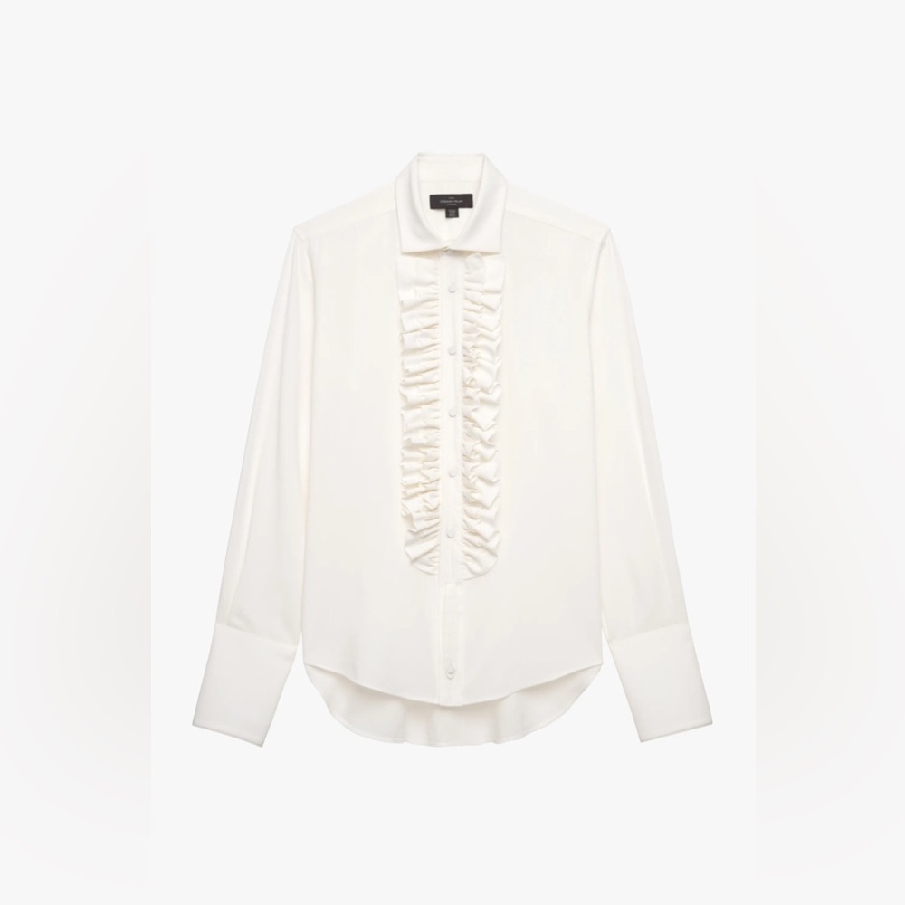 Zara x Stefano Pilati Collection - White Ruffled Button-Up Shirt